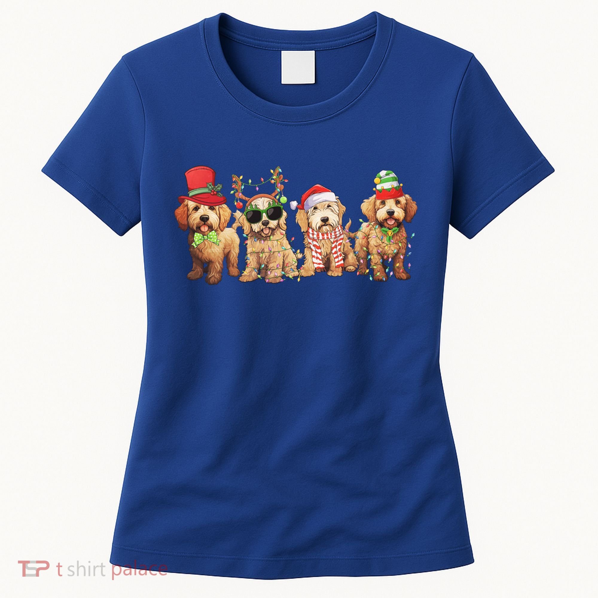 Golden Doodle Christmas Dogs Xmas Lights Christmas Xmas Tree Gift Women's T-Shirt