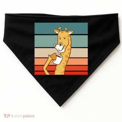 Giraffe Drinking Coffee Retro Sunset USA-Made Doggie Bandana