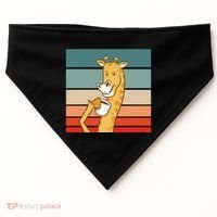 Giraffe Drinking Coffee Retro Sunset USA-Made Doggie Bandana thumb 0