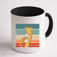 Giraffe Drinking Coffee Retro Sunset Coffee Mug thumb 1