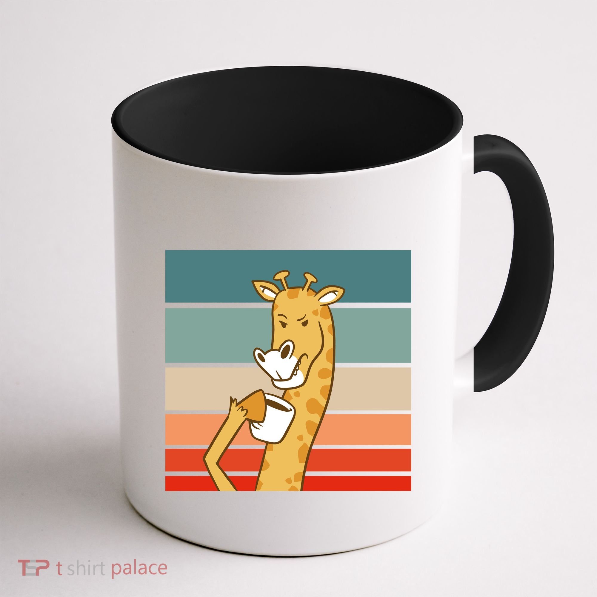 Giraffe Drinking Coffee Retro Sunset Coffee Mug
