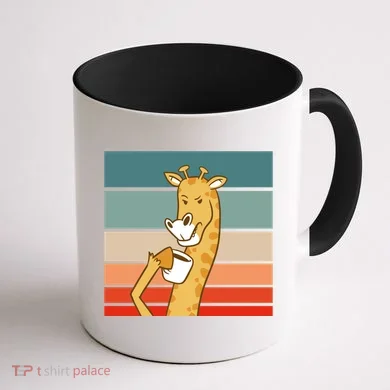 Giraffe Drinking Coffee Retro Sunset Coffee Mug back