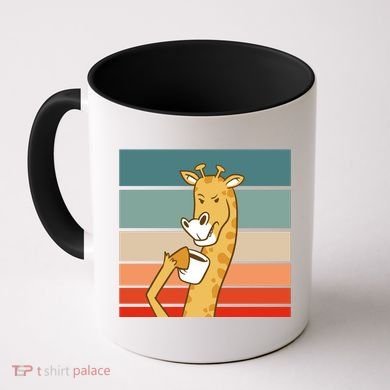 Giraffe Drinking Coffee Retro Sunset Coffee Mug