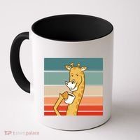 Giraffe Drinking Coffee Retro Sunset Coffee Mug thumb 0