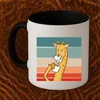 Giraffe Drinking Coffee Retro Sunset Coffee Mug thumb 2