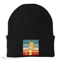 Giraffe Drinking Coffee Retro Sunset Beanie thumb 0