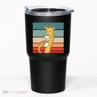 Giraffe Drinking Coffee Retro Sunset Tumbler thumb 0