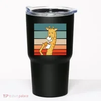 Giraffe Drinking Coffee Retro Sunset Tumbler thumb 0
