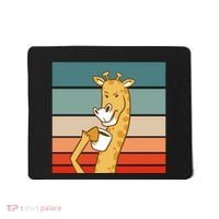 Giraffe Drinking Coffee Retro Sunset Mousepad thumb 0