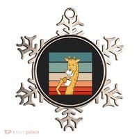 Giraffe Drinking Coffee Retro Sunset Ornament thumb 0