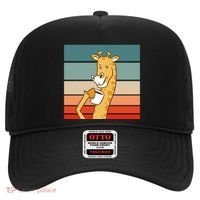Giraffe Drinking Coffee Retro Sunset Hat thumb 0
