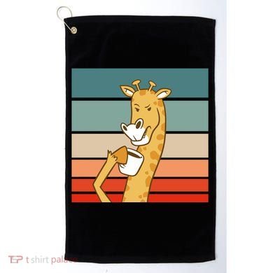 Giraffe Drinking Coffee Retro Sunset Golf Towel