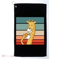 Giraffe Drinking Coffee Retro Sunset Golf Towel thumb 0