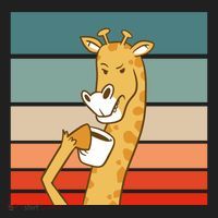 Giraffe Drinking Coffee Retro Sunset Golf Towel thumb 3