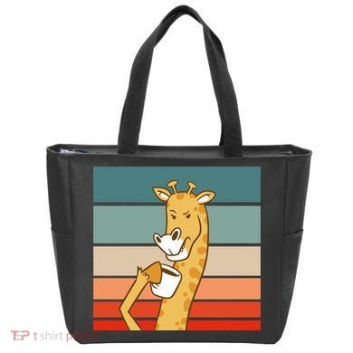 Giraffe Drinking Coffee Retro Sunset Tote Bag