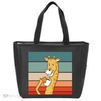 Giraffe Drinking Coffee Retro Sunset Tote Bag thumb 0
