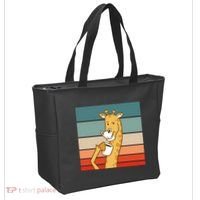 Giraffe Drinking Coffee Retro Sunset Tote Bag thumb 2