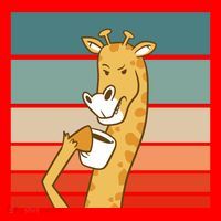Giraffe Drinking Coffee Retro Sunset Santa Hat thumb 1