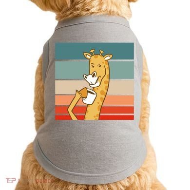 Giraffe Drinking Coffee Retro Sunset Doggie Tank