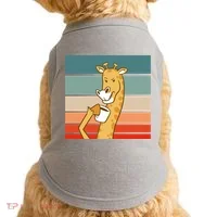 Giraffe Drinking Coffee Retro Sunset Doggie Tank thumb 0