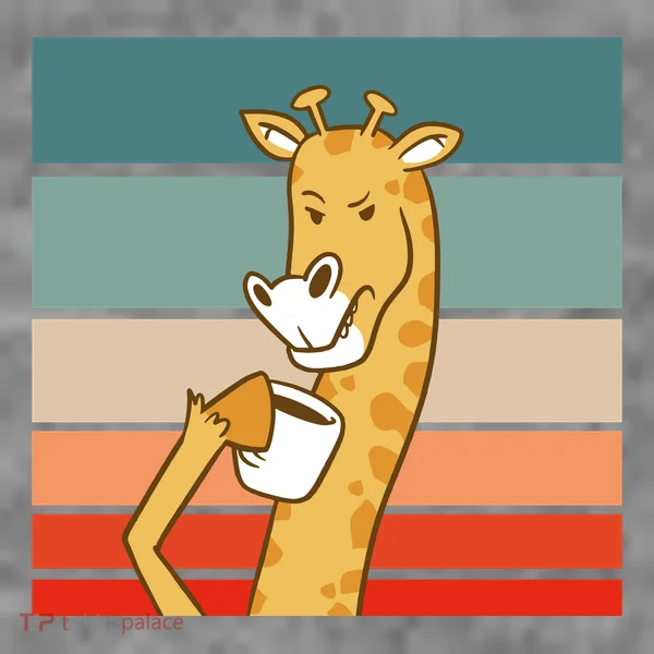 Giraffe Drinking Coffee Retro Sunset Doggie Tank