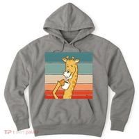 Giraffe Drinking Coffee Retro Sunset Hoodie thumb 0