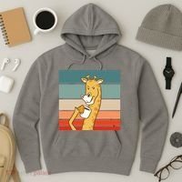 Giraffe Drinking Coffee Retro Sunset Hoodie thumb 3