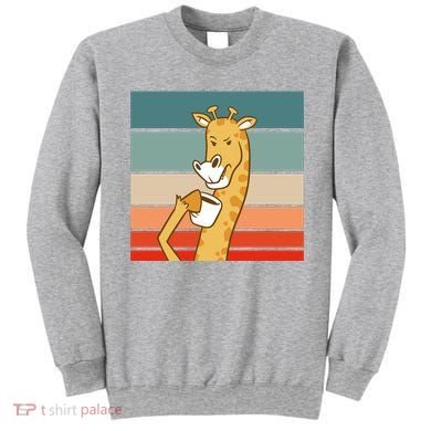 Giraffe Drinking Coffee Retro Sunset Sweatshirt