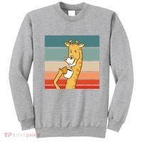 Giraffe Drinking Coffee Retro Sunset Sweatshirt thumb 0