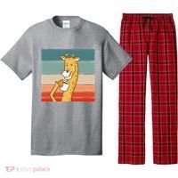 Giraffe Drinking Coffee Retro Sunset Pajama Set thumb 0