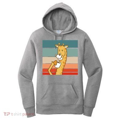Giraffe Drinking Coffee Retro Sunset Women's Hoodie