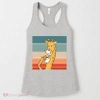 Giraffe Drinking Coffee Retro Sunset Women's Tank Top thumb 0
