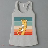 Giraffe Drinking Coffee Retro Sunset Women's Tank Top thumb 3