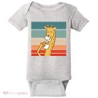 Giraffe Drinking Coffee Retro Sunset Baby Bodysuit thumb 0