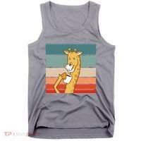 Giraffe Drinking Coffee Retro Sunset Tank Top thumb 0