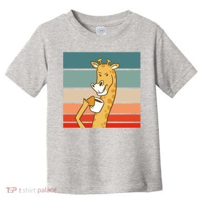 Giraffe Drinking Coffee Retro Sunset Toddler T-Shirt