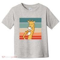 Giraffe Drinking Coffee Retro Sunset Toddler T-Shirt thumb 0