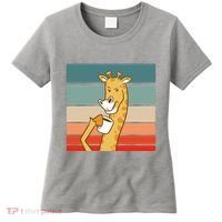 Giraffe Drinking Coffee Retro Sunset Women's T-Shirt thumb 0