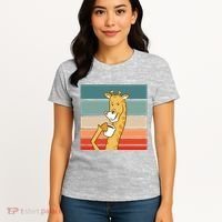 Giraffe Drinking Coffee Retro Sunset Women's T-Shirt thumb 4