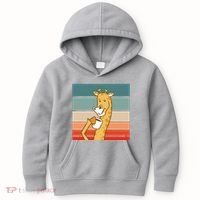 Giraffe Drinking Coffee Retro Sunset Kids Hoodie thumb 0