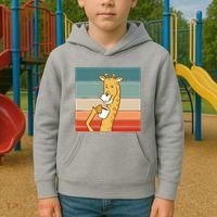 Giraffe Drinking Coffee Retro Sunset Kids Hoodie thumb 2