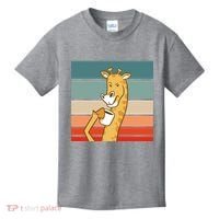 Giraffe Drinking Coffee Retro Sunset Kids T-Shirt thumb 0