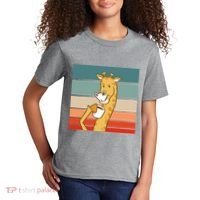 Giraffe Drinking Coffee Retro Sunset Kids T-Shirt thumb 2