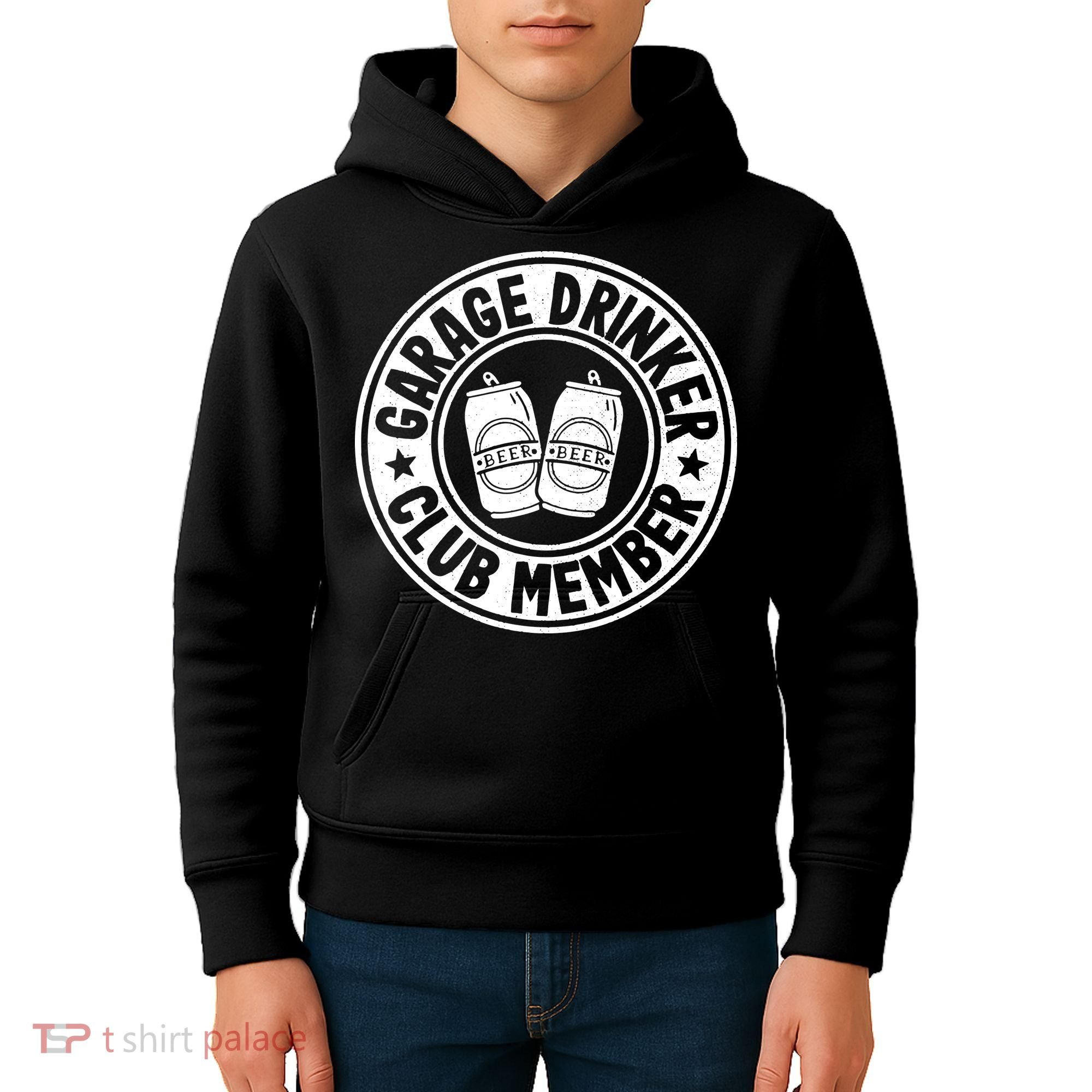 Garage Drinker Club Member Day Drinking Dad Beer Garage Kids Hoodie