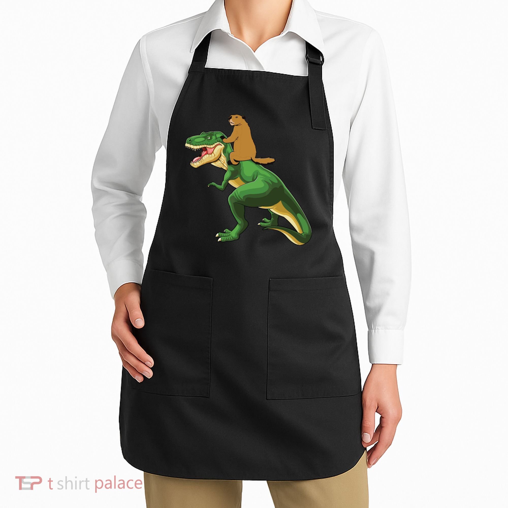 Groundhog Day Dinosaur Gift Shadow Apron
