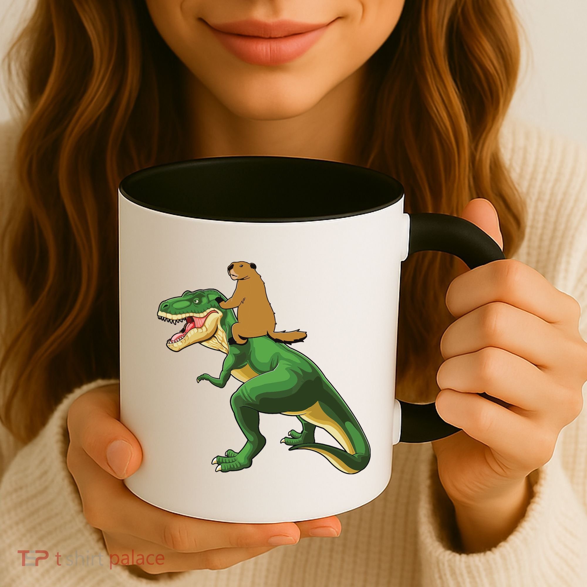 Groundhog Day Dinosaur Gift Shadow Coffee Mug