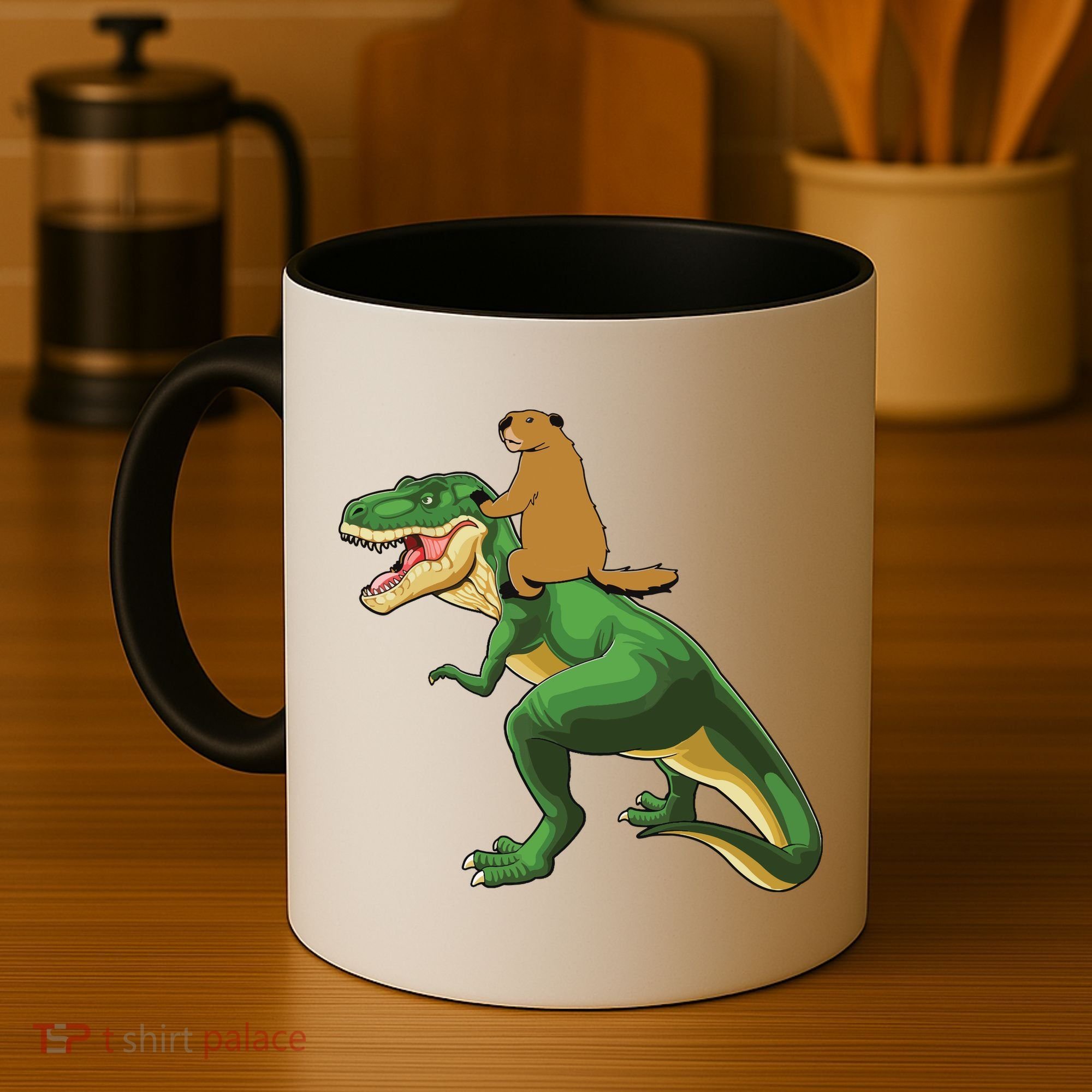 Groundhog Day Dinosaur Gift Shadow Coffee Mug
