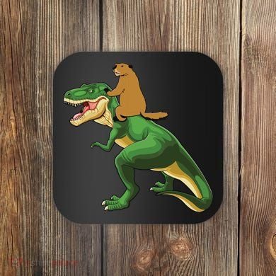 Groundhog Day Dinosaur Gift Shadow Coaster