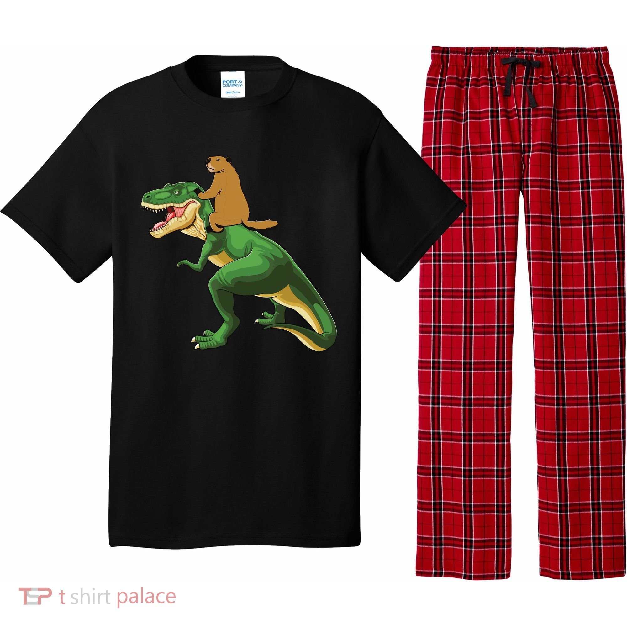 Groundhog Day Dinosaur Gift Shadow Pajama Set