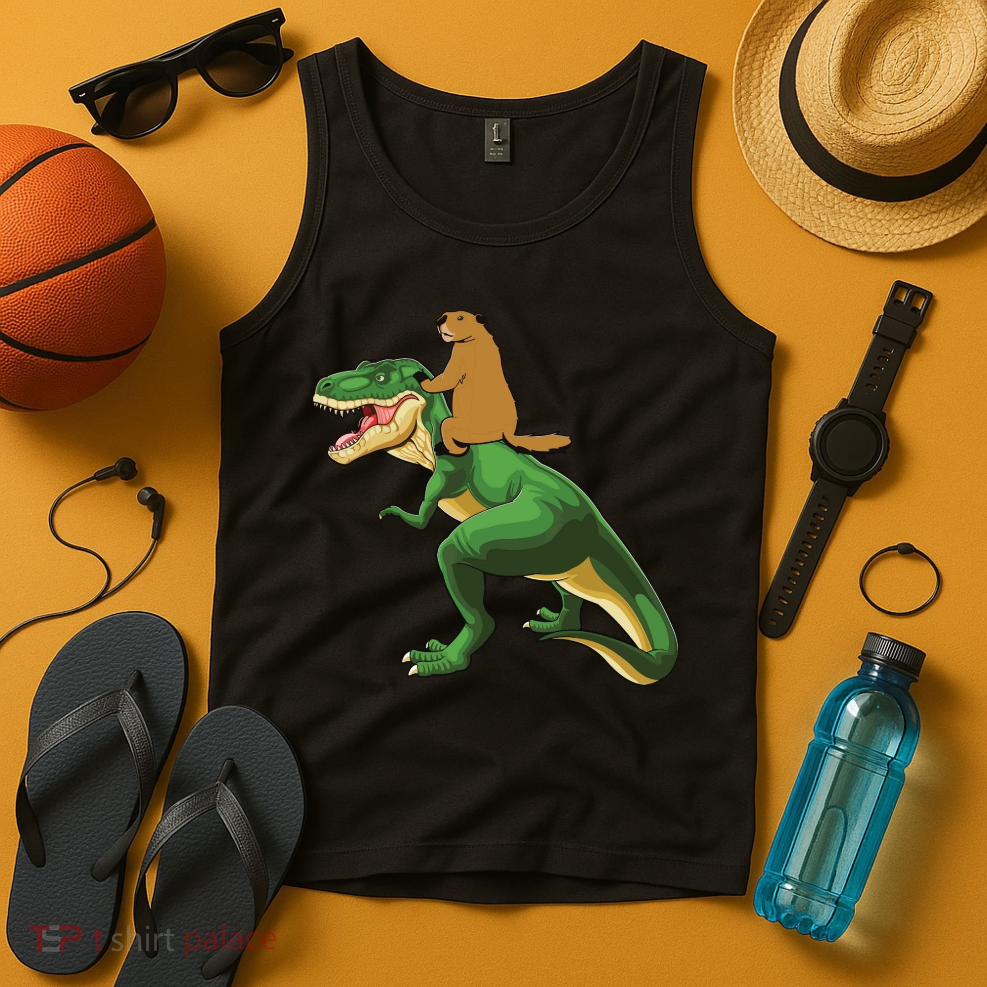 Groundhog Day Dinosaur Gift Shadow Tank Top